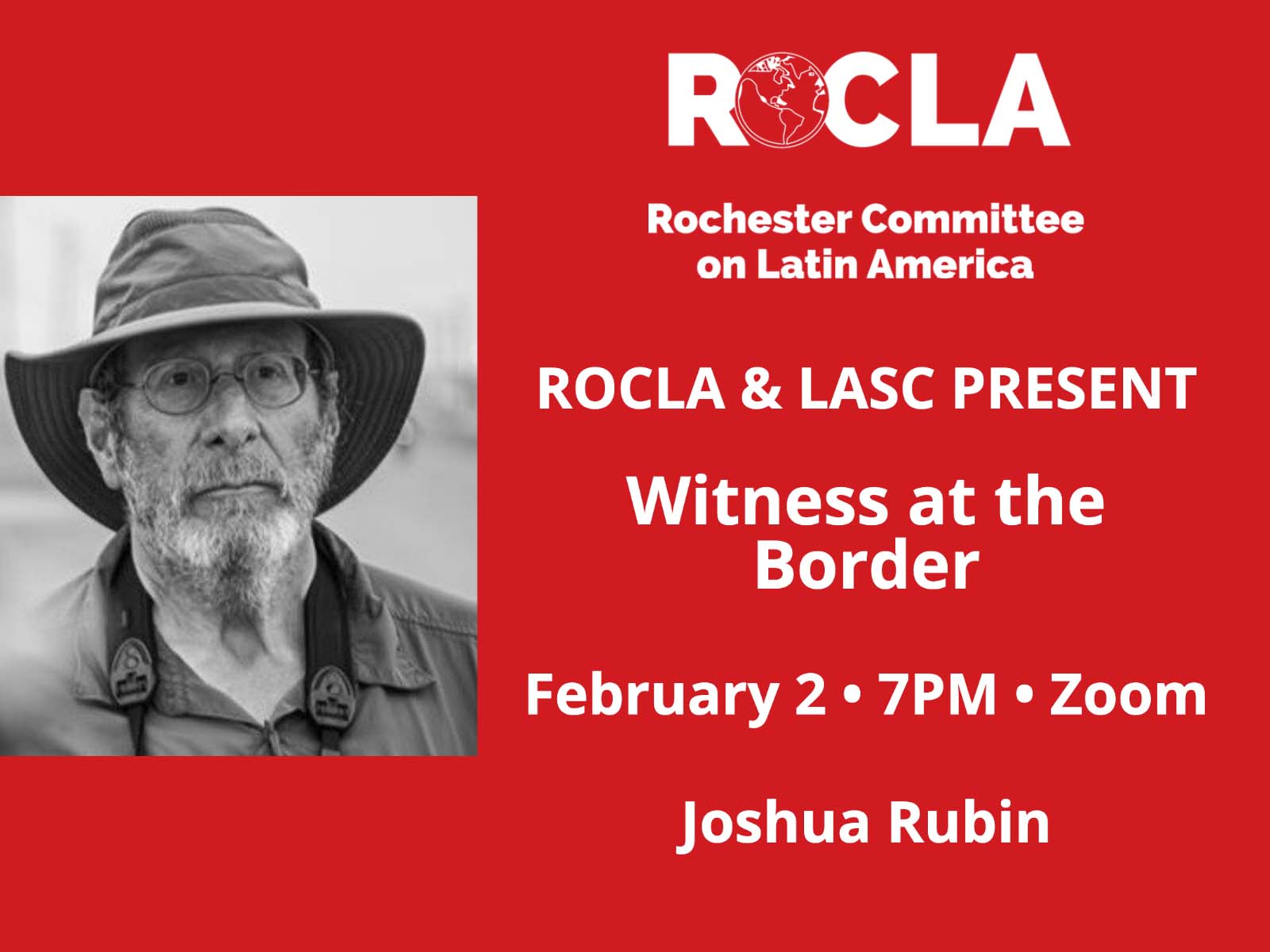 Event titled Crisis at the Border with photo of Joshua Rubin